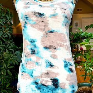 Soft Casual Blue Grey Cream Sleeveless Vera Wang Top